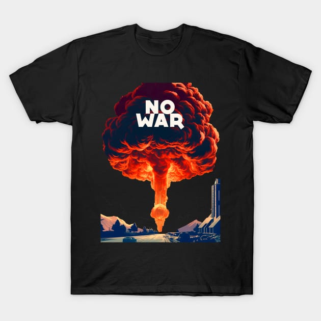 No War: World Peace Please on a dark (Knocked out) background T-Shirt by Puff Sumo